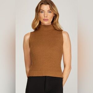 NWT She + Sky Sleeveless Turtleneck Sweater Top